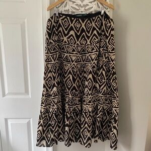 Lauren Ralph Lauren Tiered Maxi Skirt Sz 2X Boho Hippie Southwestern Artsy
